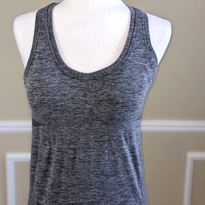 Grey Razorback Workout Tank Top w/ Built-in Bra by New Balance